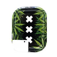 Best Buds Metal Rolling Tray XXX Amsterdam Small with Magnetic Grinder Card