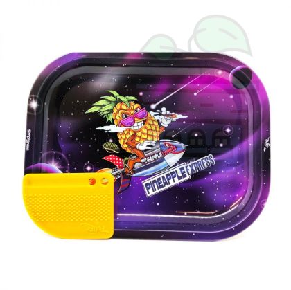 Best Buds Metal Rolling Tray Pineapple Express Small with Magnetic Grinder Card
