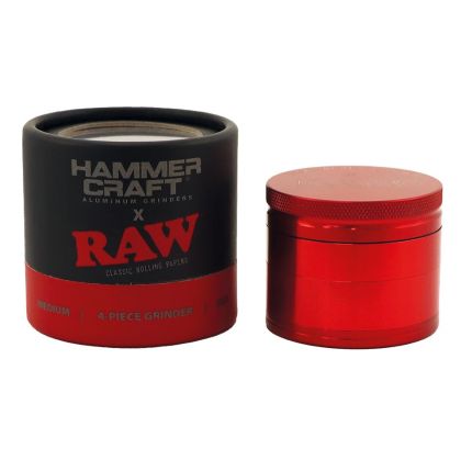 Алуминиев Голям Грайндер RAW Hammer Craft от 4 части - 60мм. - Червен