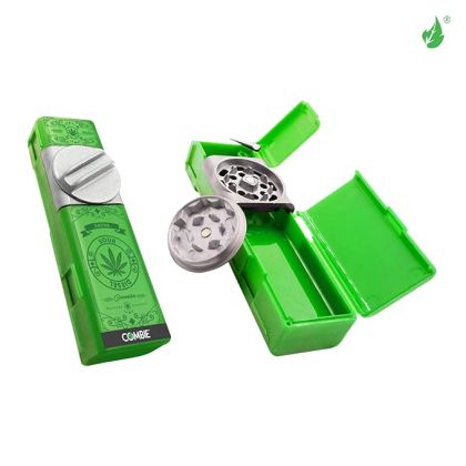 Комбинирано All-In-One  Алуминиев джобен Грайндер - Weed leaf seal 2  налични 3 цвята