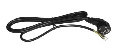 Power cable with molded Schuko plug, 3x0.75mm² - 2 m. (black)