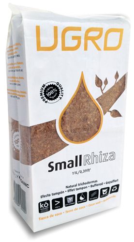UGRO Small RHIZA a block of compressed coco substrate enriched with Mycorrhiza