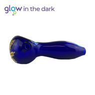 Glass pipe with leaf 10 cm, glows in the dark