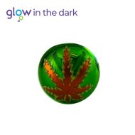 Glass pipe with leaf 10 cm, glows in the dark